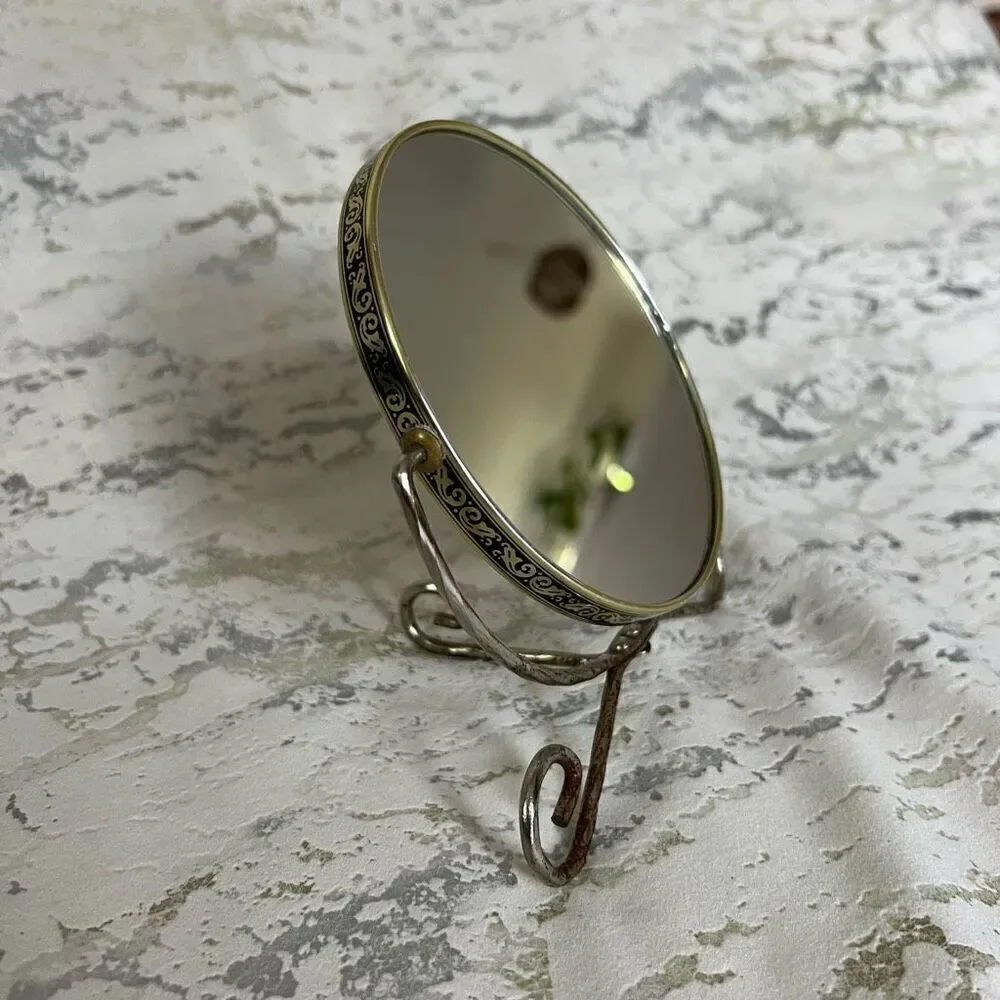 Vintage Double Sided Vanity Shaving mirror with magnifying side